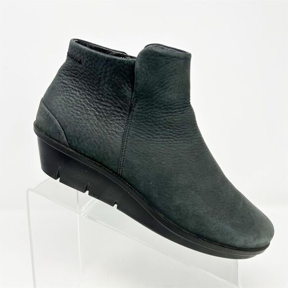 ECCO Skyler Black Leather Wedge Ankle Bootie Casual Boot Size 40 (US 9-9.5) - Picture 1 of 12
